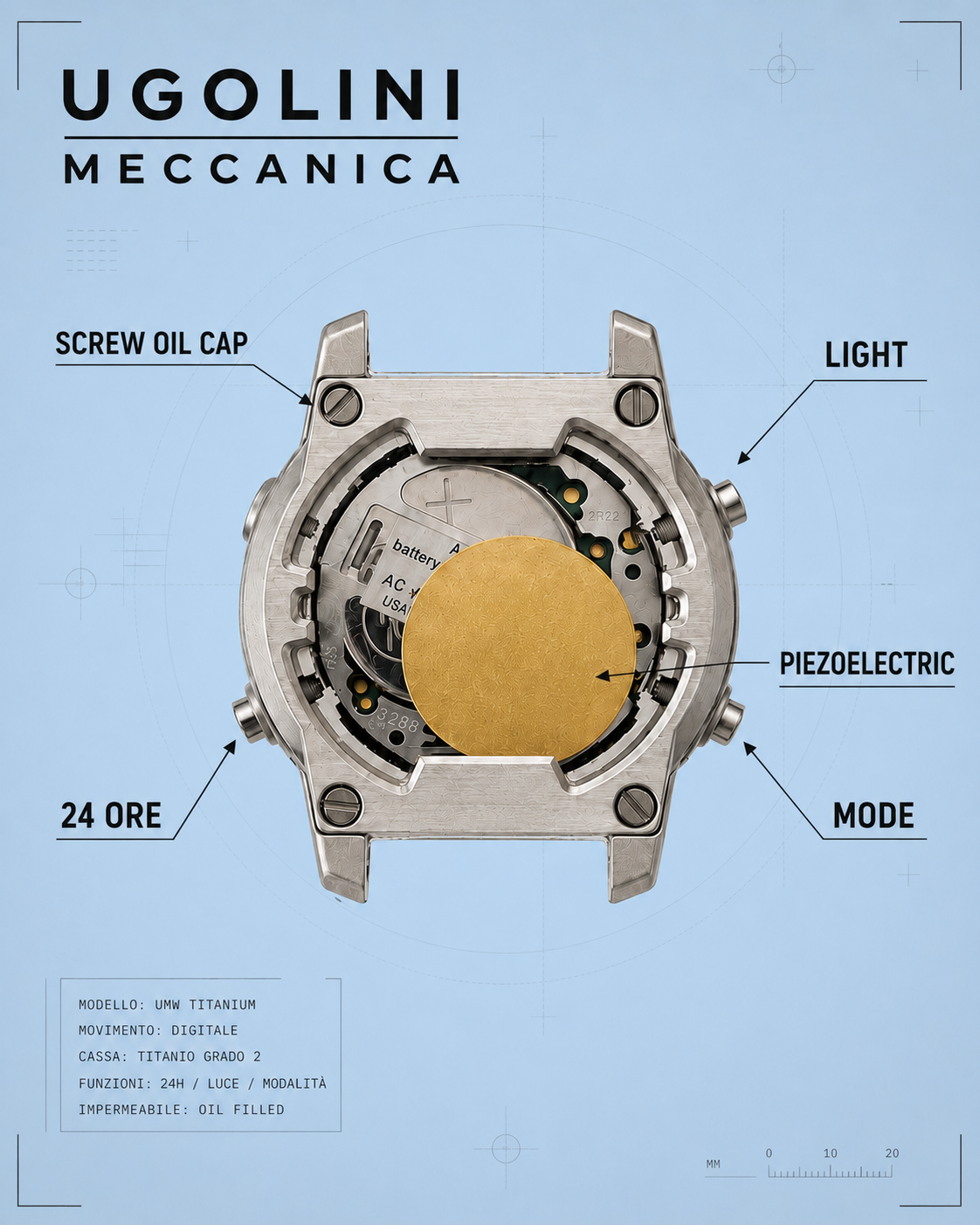 Titanium case detail